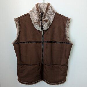 Wooly Bully Wear Brown & Faux Fur Vest, Large